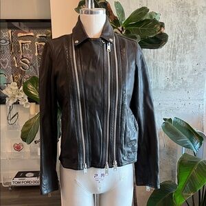 All Saints Charcoal Leather Jacket